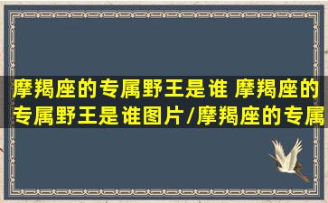 摩羯座的专属野王是谁 摩羯座的专属野王是谁图片/摩羯座的专属野王是谁 摩羯座的专属野王是谁图片-我的网站